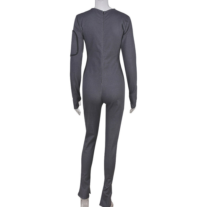 Tight Denim Jumpsuit For Women